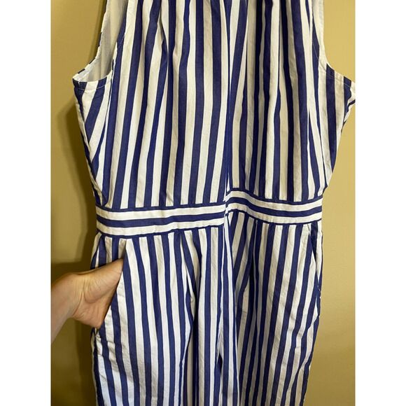 J. Crew striped halter wide leg jumpsuit blue white nautical coastal preppy 6 - Picture 3 of 14